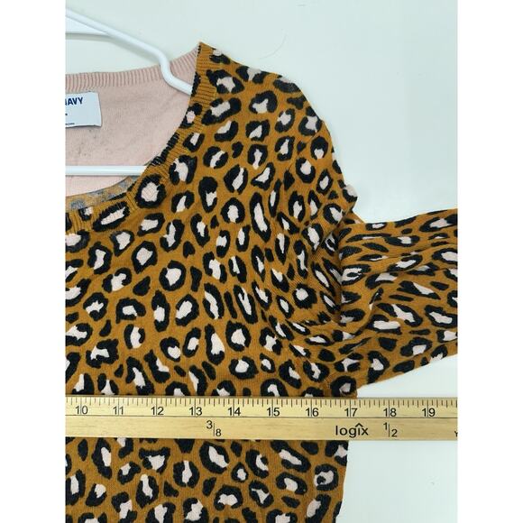 Old Navy Womens Cardigan Size Medium Brown Animal Print Button Up Long Sleeve - Picture 7 of 10